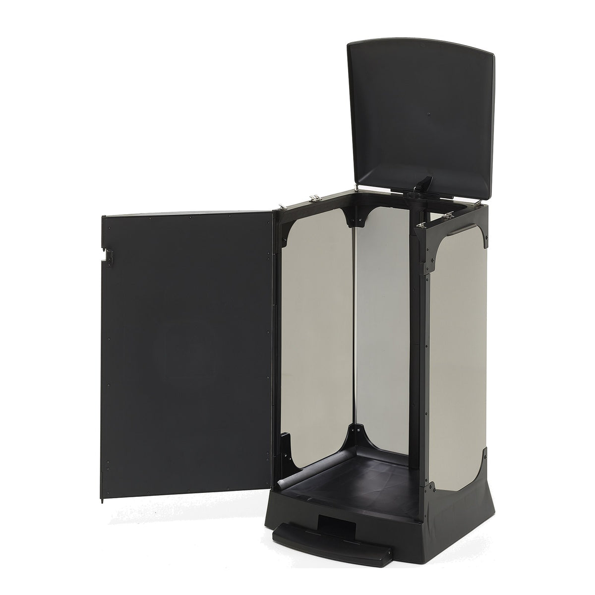 Binzy Inox poignée noire, porte ouverte